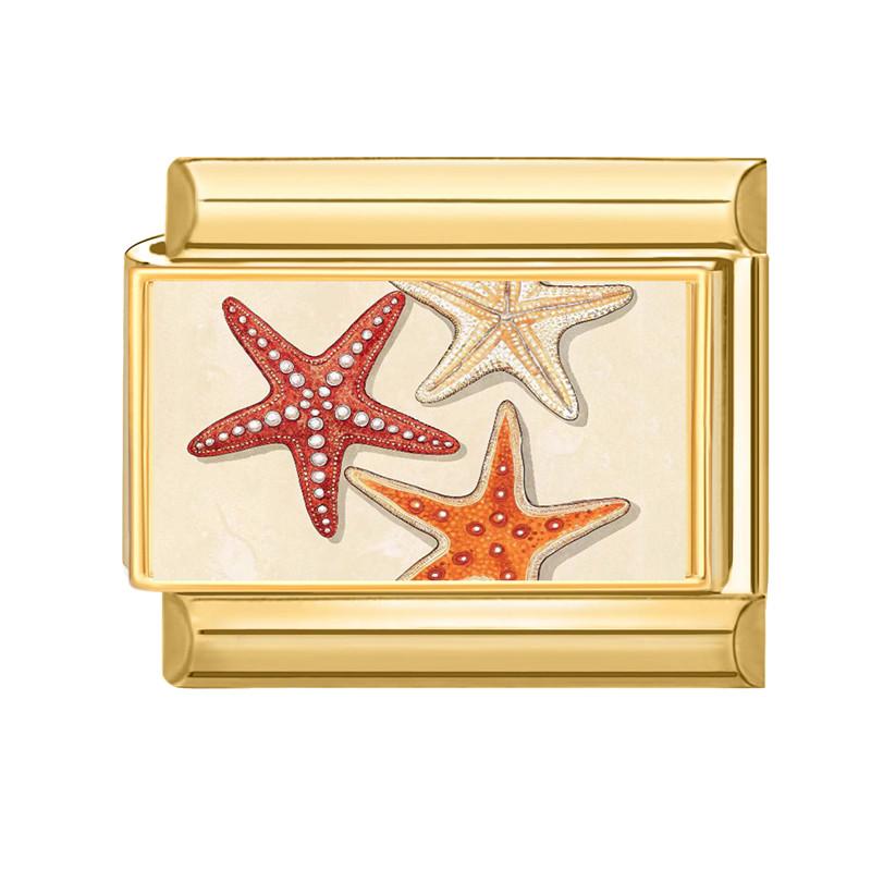 New Sea Series Starfish Shell Crab Conch Golden Italian Charm Links Fit 9mm Stainless Steel Bracelet DIY Making Christmas Gift