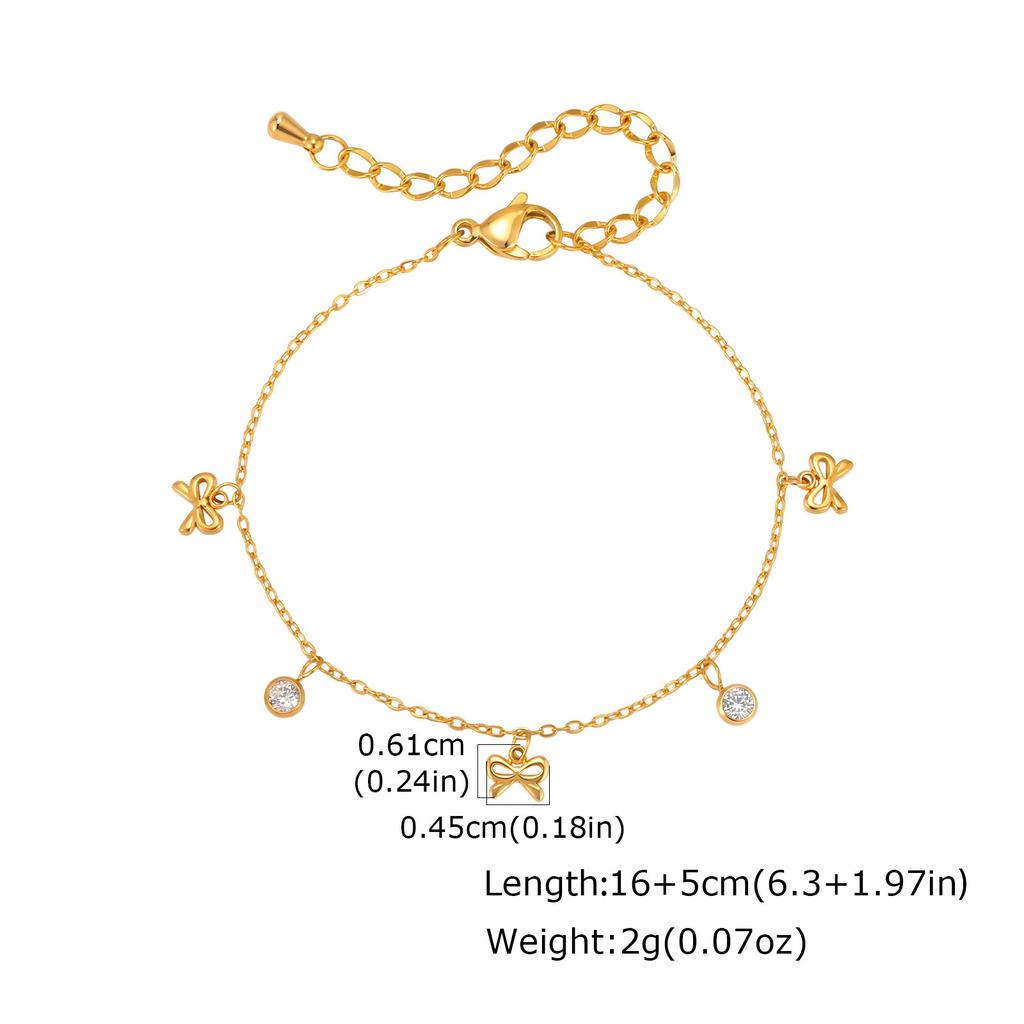 Wind Stainless Steel Flat Cross Chain Bow Women'S Niche Exquisite Bracelet Nc-