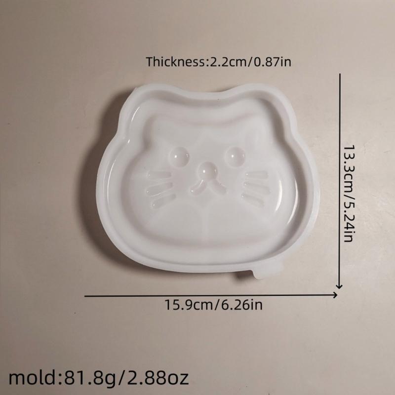 Cats Shaped Tray Mold Silicone 15.9x13.3x2.2cm White Flexible for Crafting Enthusiasts Jewelry Storage Plate Mould