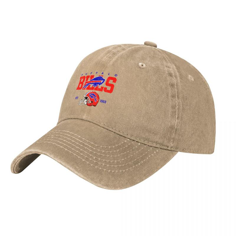 Casquette de baseball en coton lavé Logo Buffalo Bills Coupe classique Unisexe Chapeau avec broderie d'équipe sportive