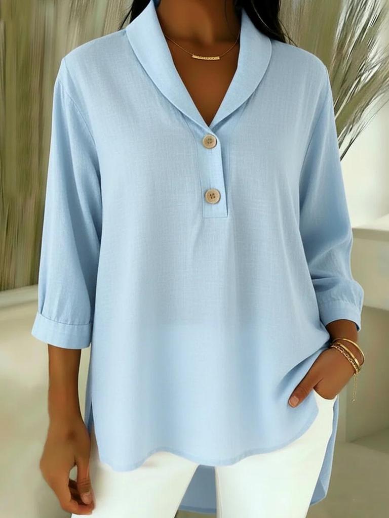 European American Spring/Summer 2026 Women's Casual Loose Fashion Top with Bright Doll Collar