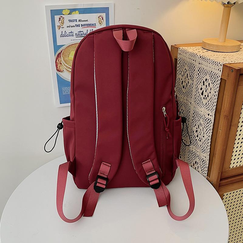 Schoolbag Women's Solid Color Backpack For Middle School Students