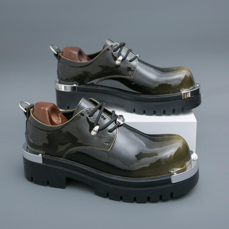 Zapatos Casuales para Hombre Coloridos Cabeza Grande Estilo Británico Suela Gruesa Elevadores Versátiles con Cordones Suela de Goma Calzado para Adultos