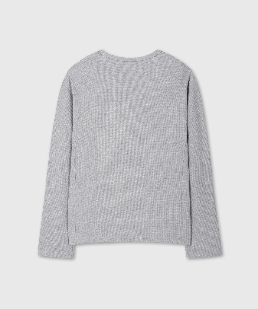 DIVEIN Uniform Waffle Henley Neck Long Sleeve (Melange Gray)