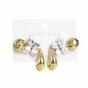 Women Fashion Two Tone Metal Multi Element Geometric Earrings Set C Shape Retro Luxury High Grade Ear Cuffs Studs Ear Jewelry