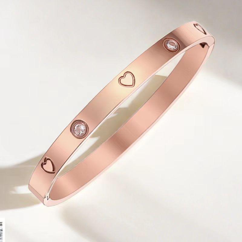 Women's Titanium Steel Bracelet with Inlaid Diamonds - Elegant Starry Design, Non-Fading, INS Style, High-End Full Diamond Bangle.
