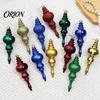 Retro European Style Hanging Decor 6 Pcs Finial Drop Christmas Ornament, Glitter Shatterproof Plastic Matte Texture Ornaments Tree Decoration