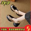 Fashion Women's Shoes 2025 New Summer Trend Comfortable Low-heeled Shoes Baotou Casual One-line Buckle Fashion Roman Sandals