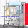 miflame Retractable Heightened Double-Rod Mobile Drying Rack