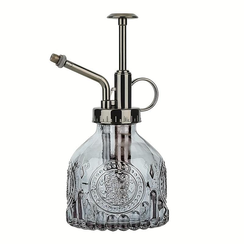 1pc Glass Watering Spray Bottle, Vintage Bronze Plastic Top Pump Watering Can Glass Spary Bottle Plant Mister, For House Plants,
