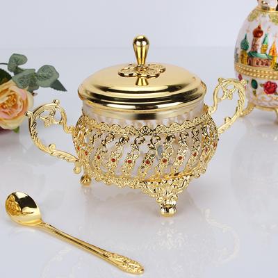 High-grade European Kitchen Supplies Seasoning Bottle Glass Seasoning Jar Seasoning Sugar Jar Seasoning Box Seasoning Bottle Glass Alloy