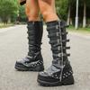 Women Boots Platform Fashion Punk Sexy Motorcycles Boots Women Outdoor Knee High Boots New Luxury Cosplay Gothic Shoes Women