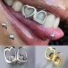 Hollow Heart Zirconia Two-Tone Gold Hip Hop Braces - Glossy and Versatile Accessory