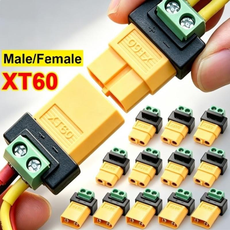 Xt60 Male Female Connector Set 2P Solderless Terminal Adapter Plug For Rc Drone Model Balance Charging Battery Connection