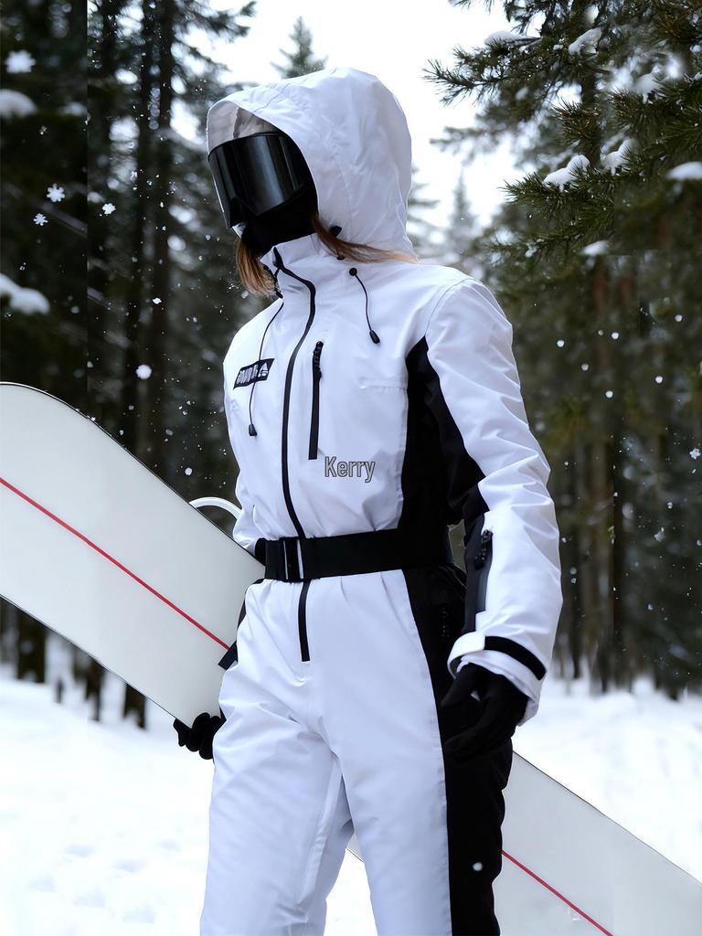 2025 Women's Slimming Waterproof One-Piece Ski Suit for Winter Outdoor Activities