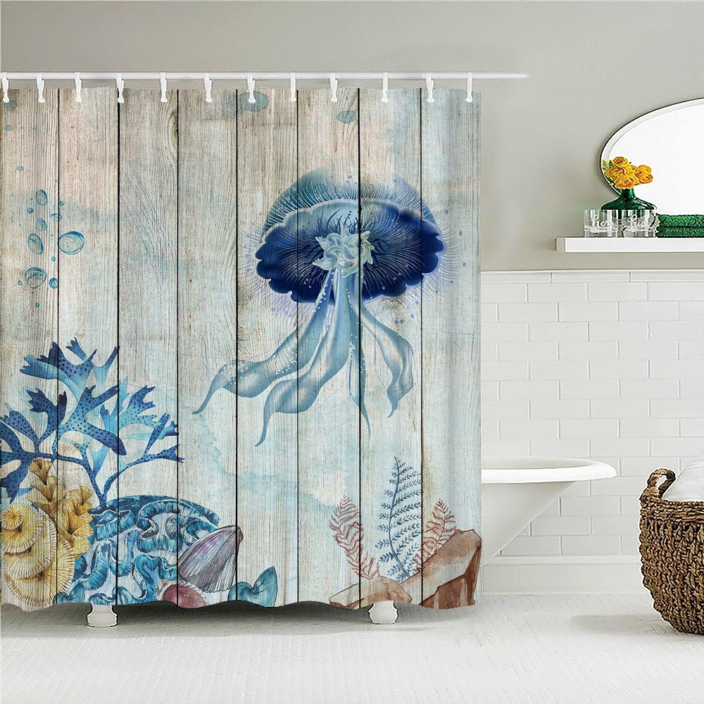 Creative Shower Curtains Printed Ocean Turtle Waterproof Bathroom Curtain Home Decor Polyester Bath Shower Curtain With Hooks