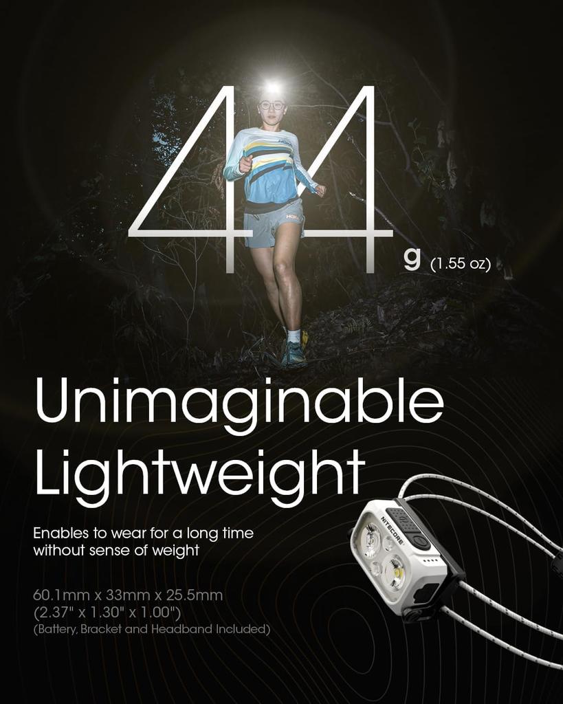 NITECORE NU21 Headlamp, 360 Lumens, Ultra-Lightweight, USB-C Rechargeable, Cable Included