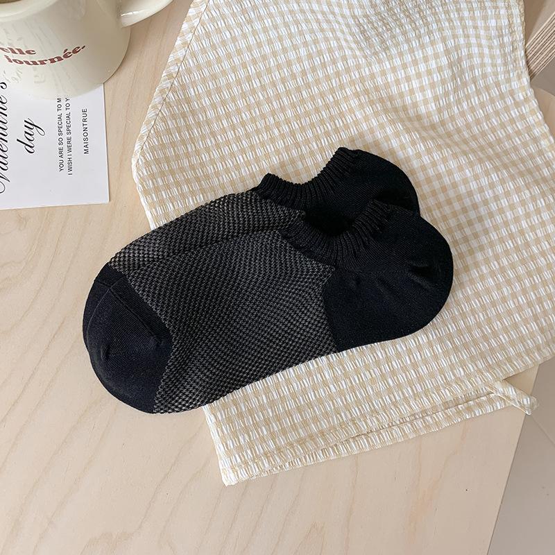 Female Summer Thin Style Pure Color All Kinds of Small Fresh Invisible Mesh Boneless Breathable Boat Socks