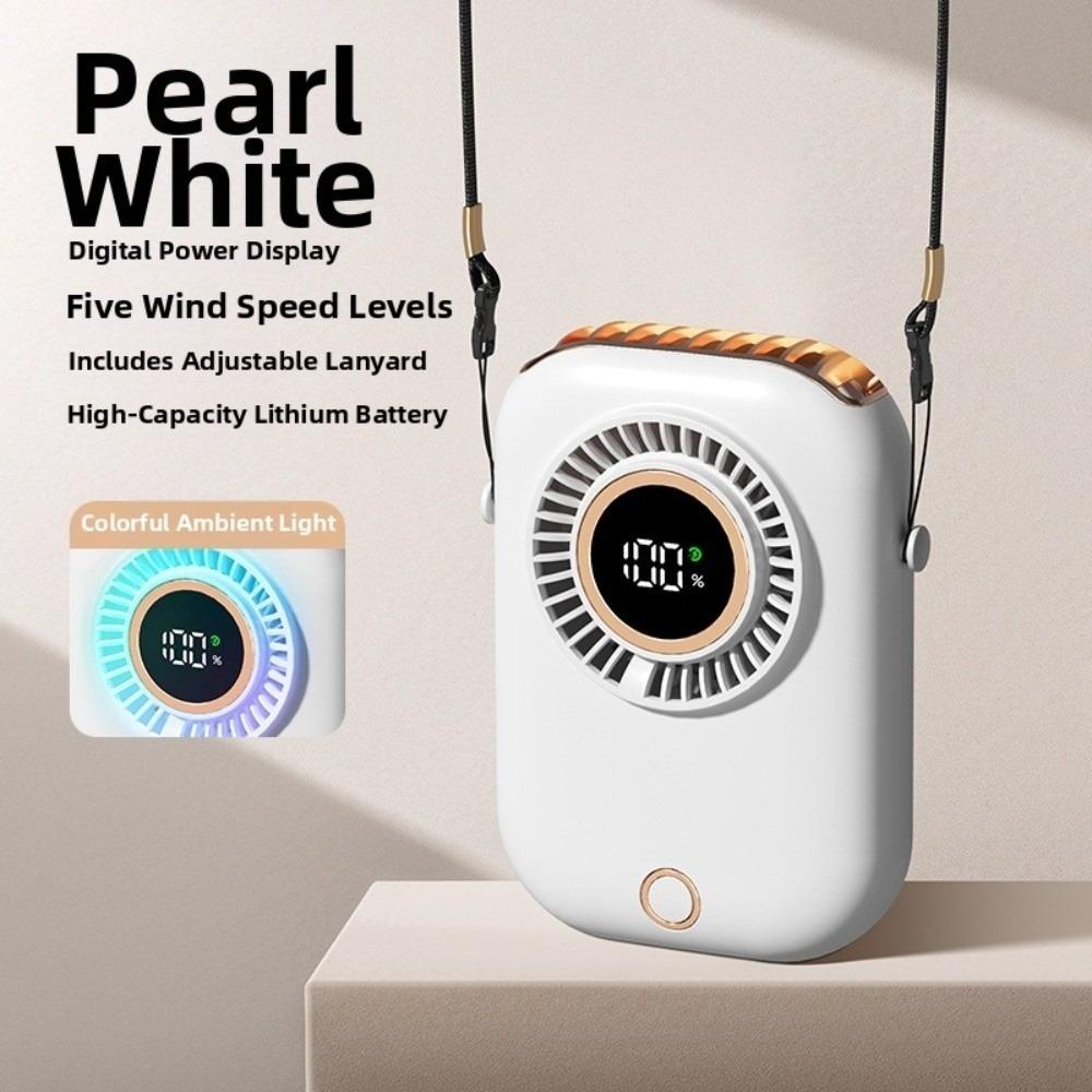 

5 Speeds Mini Hanging Neck Fan Wide-Angle Airflow Handheld Electric Fan Summer белый