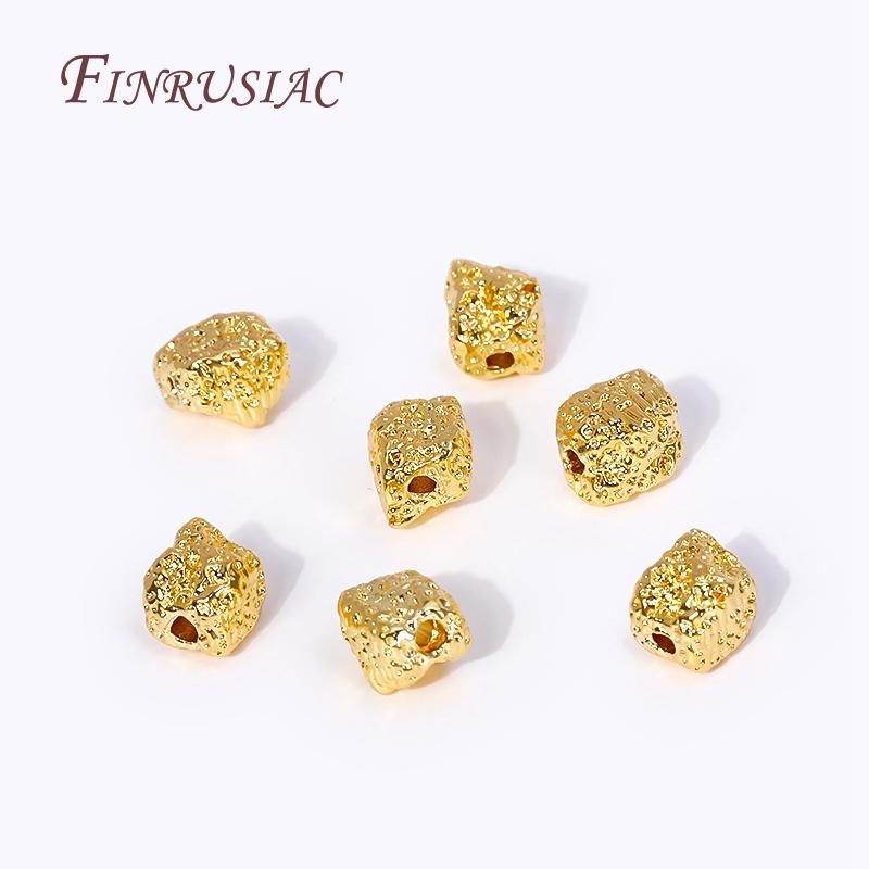 7X5.5MM Brass Metal Beads 18K Gold Plated Irregular Geometry Spacer Beads Bracelet Beads Jewelry Making Supplies Wholesale