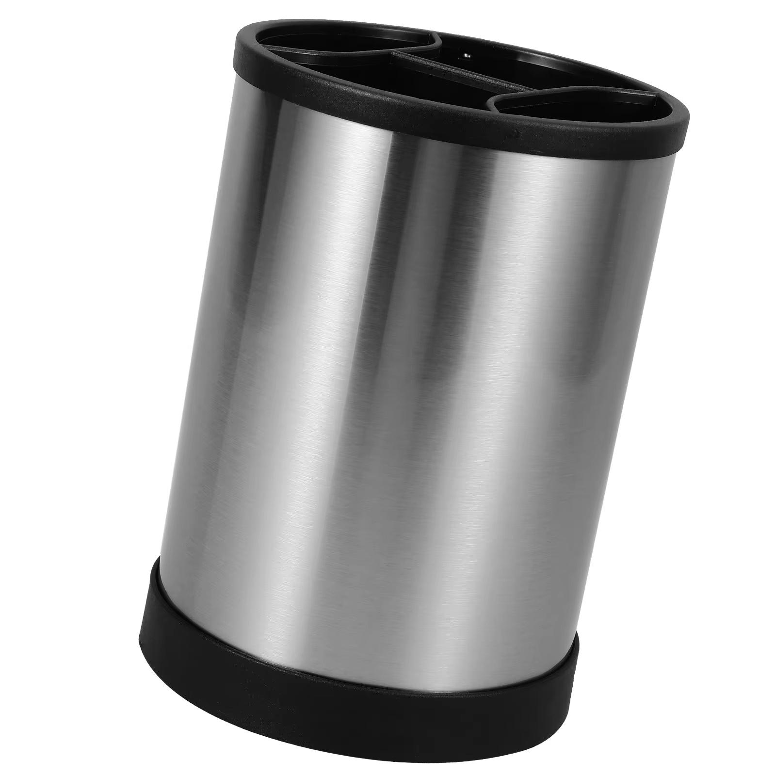 Rotating Kitchen Utensil Holder Countertop Organizer for Chopsticks Cutlery Tools Storage серебряный