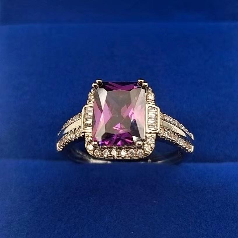 

Accessories: Imitation Baguette Zircon Live Mouth Ring, Female Man Diamond Hao, Zirconia Ring Opening adjustable фіолетовий