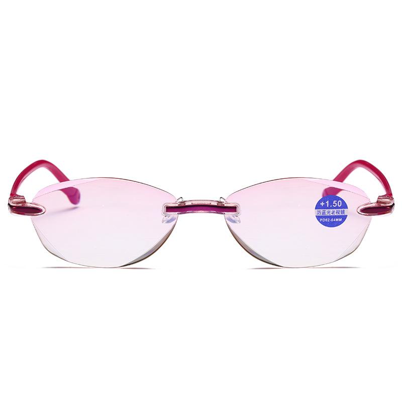 New Stylish Diamond-Cut Rimless Reading Glasses for Women Blue Light Blocking Eyeglasses Classic Style Presbyopic Eyewear