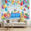 2D Rainbow Confetti Happy Birthday Backdrop Banner for Children Party Supplies
