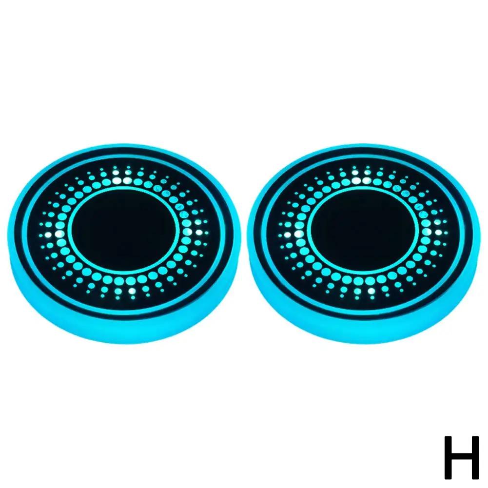 2PCS 7 Color Car LED Luminous Water Coaster Car Cup Holder Interior Decoration Atmosphere Non-slip Coaster Light Mat Bottle I6O4