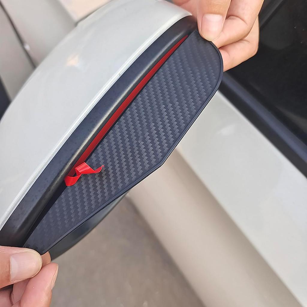 2Pcs Car Rearview Mirror Rain Baffle Carbon Fiber Texture Vehicle Side Mirror PVC Rain Blocker
