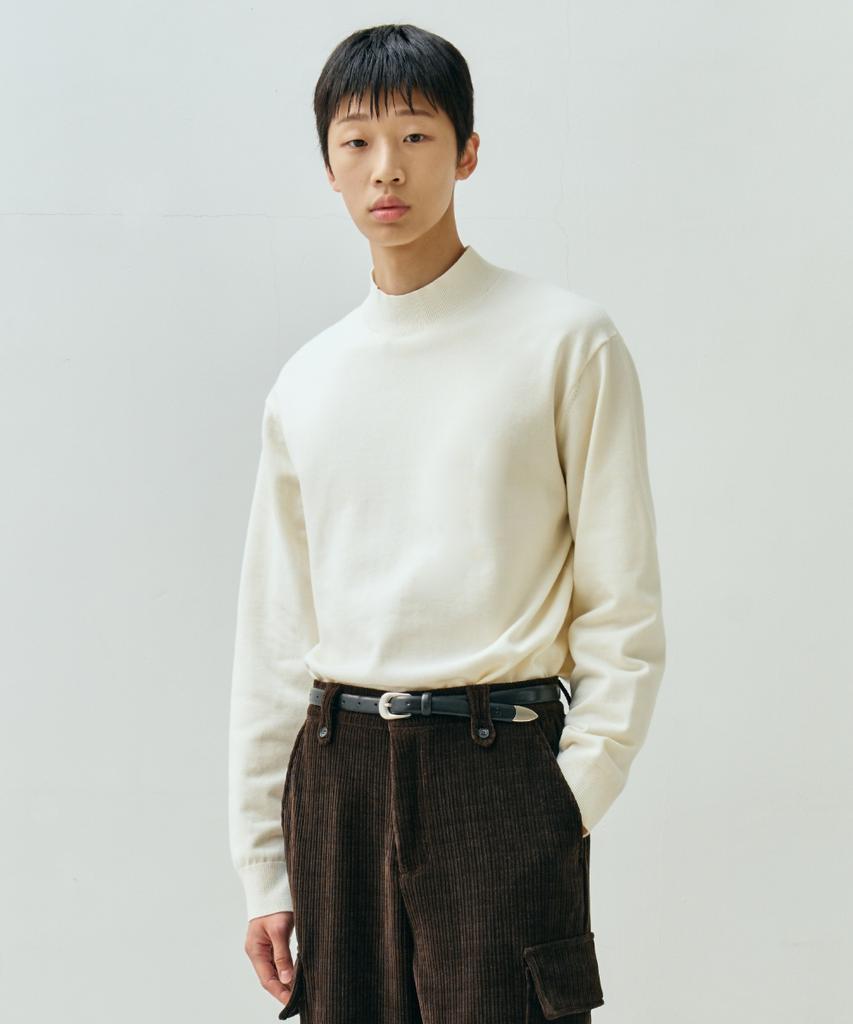 MINAV Cotton Solid Mock Neck Knit [4 Colors]