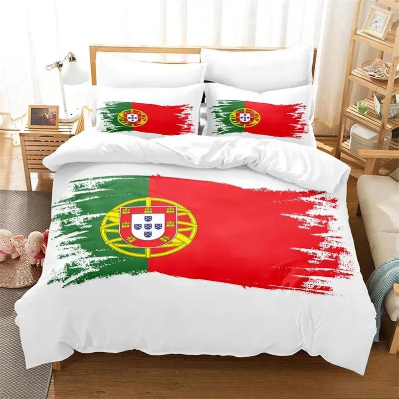 3D Print Portugal Flag Bedding SetDuvet Cover Comforter Bed Set Quilt Cover PillowcaseKing Queen Twin Size Boys Girls Adults