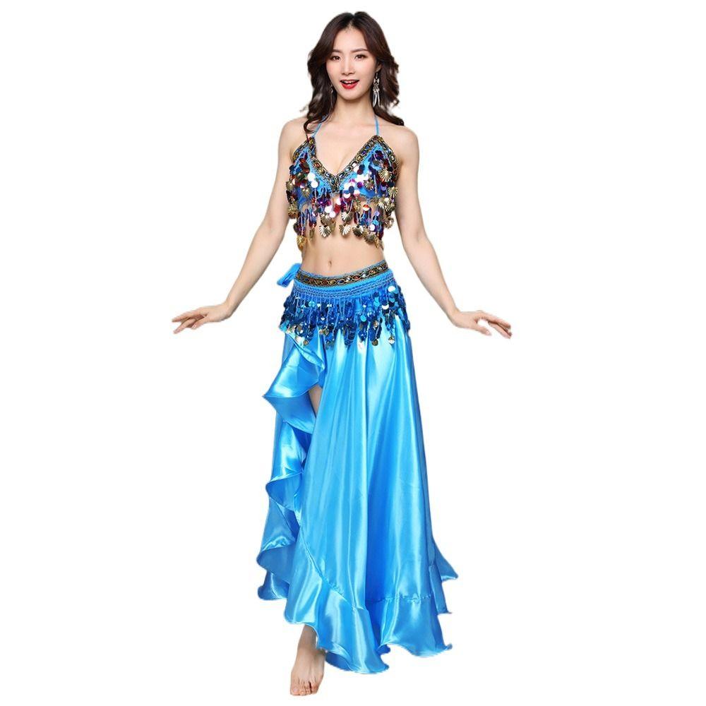 Tassels Show Costumes Hip Scarf Performance Top Belly Dance Costumes Dancer Skirt Halter Bra