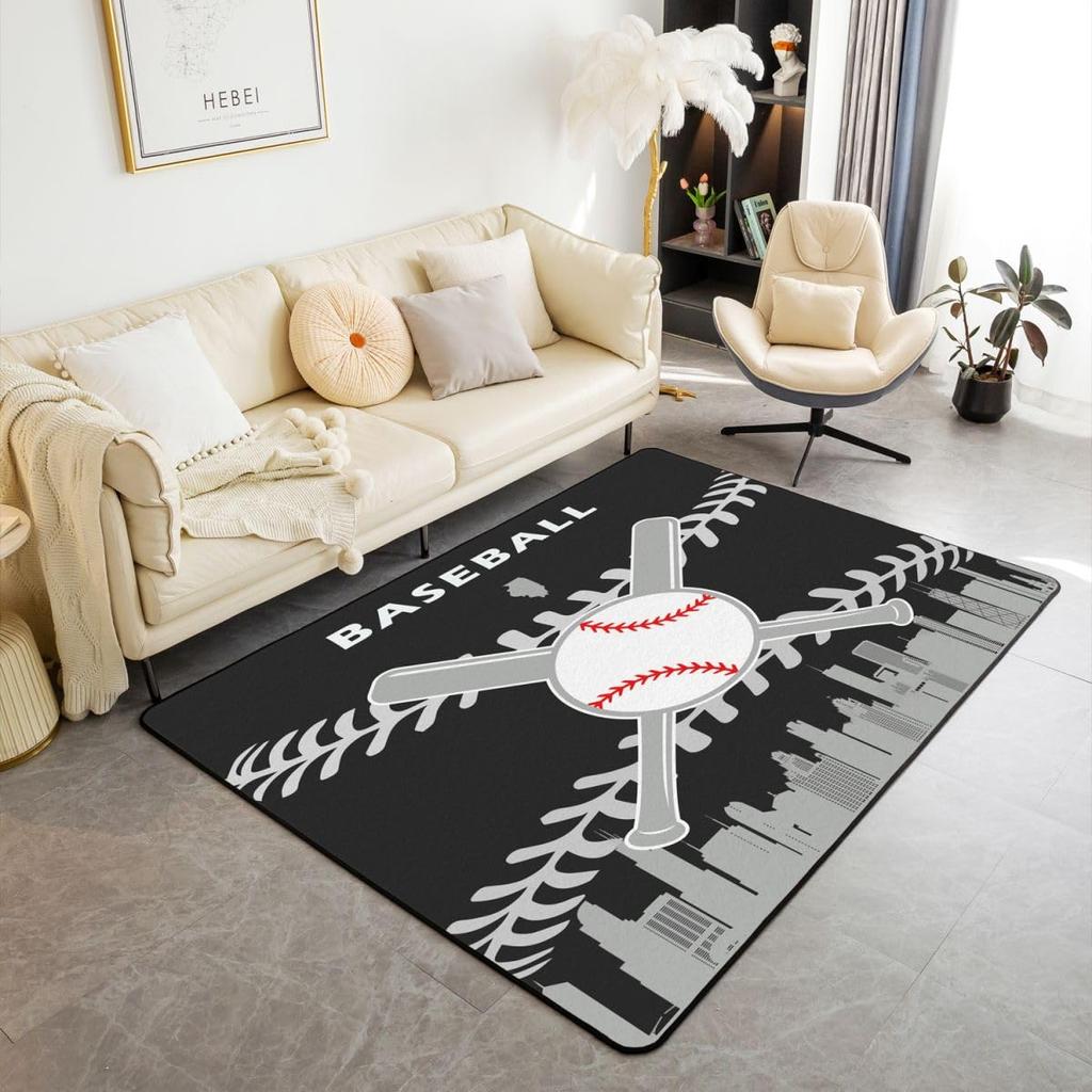 Ковер Erose Bridal Boys Baseball Area Rug 5x7 для подростков и молодежи, Ковер с изображением бейсбольной команды в подарок, Спортивные ковры для спальни, Городской ковер для помещений с тематикой бейсбола
