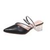 Fashion Fashion Women Thin High Heels Mules Slippers New Pointed Toe Butterfly-knot Shoes Female Casual Slides Ladies Pumps Sandals