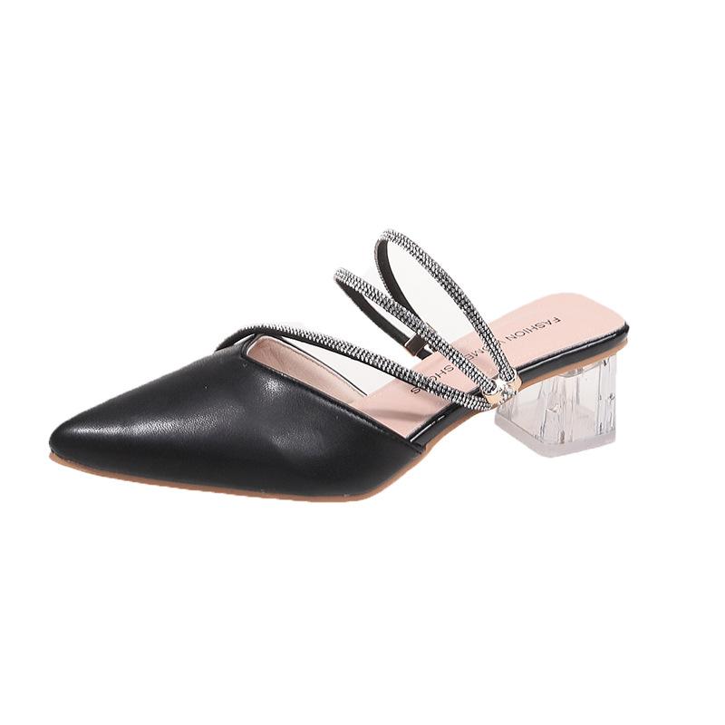Fashion Fashion Women Thin High Heels Mules Slippers New Pointed Toe Butterfly-knot Shoes Female Casual Slides Ladies Pumps Sandals