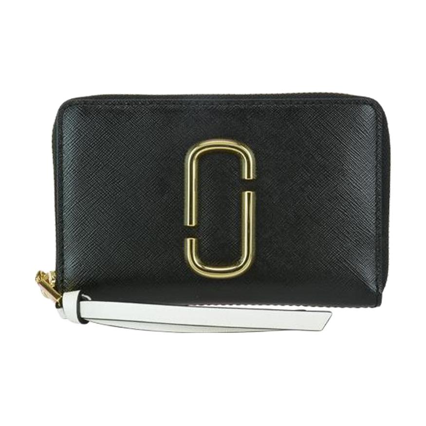 Marc Jacobs Gold Logo Zip Closure Leather Wallet Unisex Wallet Black M0013354-978 Basic Set BagDust Bag 10790₽