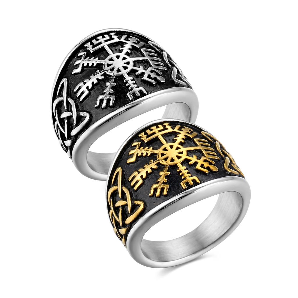 Ring personalized domineering Viking warrior men's ring Odin rune warrior men's ring