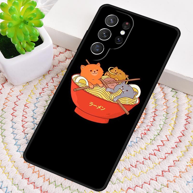 Ramen Katze Japanische Kunst TPU Handyhülle Für Samsung Galaxy note 10 pro S26 S25 S24 S23 S22 Ultra Plus S21 FE S20 Stoßfeste Hülle