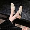 Fashion Women Dress Shoes Women's Square Toe Hollow Out Sandals Woman Slipper Designer Flat Elegant Shoe Sheepskin Inner Layer 2025