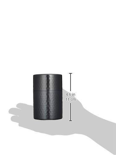 Shinko Metal Black Copper Finish Tea Caddy, Medium (Capacity: 150g), Pure Copper with a Black Copper Finish, Hammered Design, BC-106