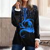 Women's Fashionable Printed Round Neck Long Sleeved Plush Warm Pullover Top