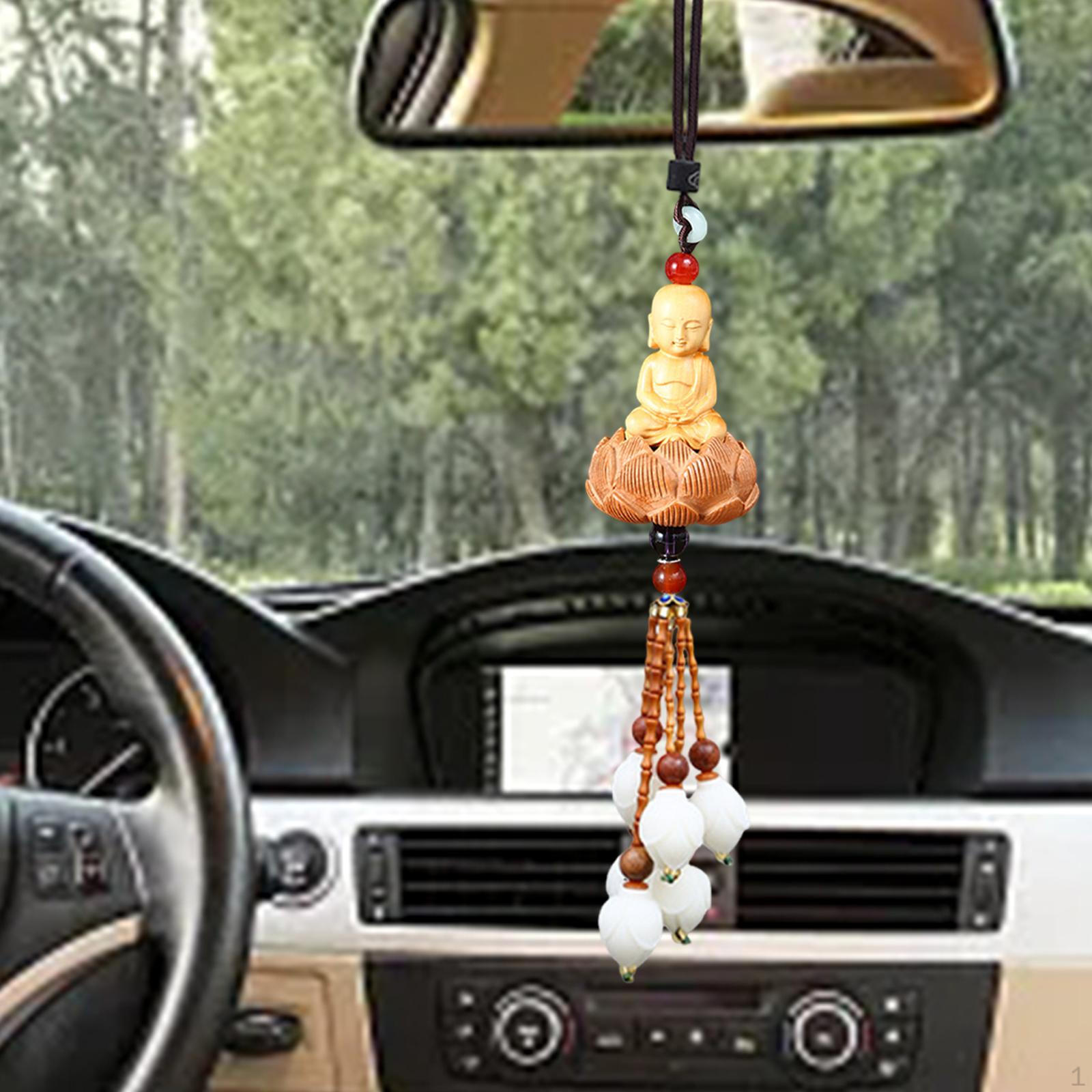 

Автоматическая внутренняя буддийская статуя на лотосе, кулон, декор по фэн-шуй для автомобиля, офиса, вечеринки, висит Monk