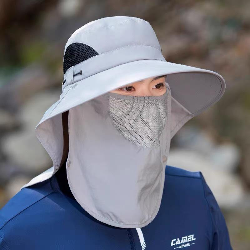 Bucket Hat Men'S Summer Uv Protection Outdoor Travel Visor Hat Fishing Face Visor Sun Hat Big Brim Sun Hat