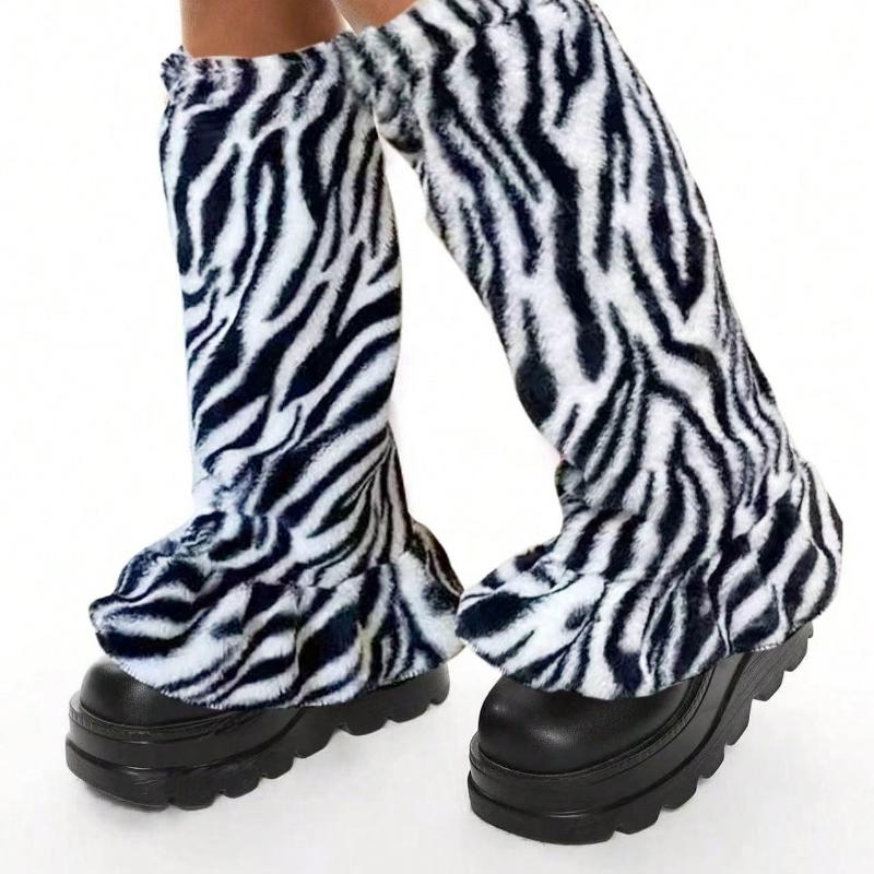 Grunge Punk 1 Paar Leopardenmuster Stilvolle Und Warme Stulpen Für Damen