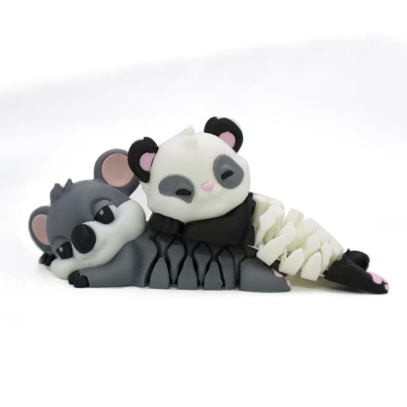 Cute Lying Posture Panda Toy Statue 3D Printed Toys Simulation Zoo Small Panda Model Joints Movable Children Decompression Toy