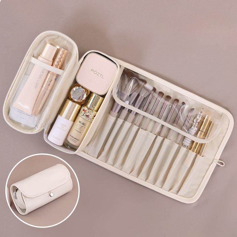 1Pc New Yuncai High-value Makeup Brush Storage Bag Multi-functional Folding Portable Professional Pu Beauty Cosmetic Bag