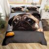 Cartoon Pug Dog Duvet Cover Set Comforter Cover Soft Bedding Set Full Size for Boys Girls Bedroom 2/3 Pieces with Pillow Shams