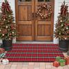 LEEVAN Christmas Outdoor Rug 2x4, Xmas Buffalo Plaid Washable Small Front Porch Door Mat, Black And Red Checkered Entryway Rug, Woven Welcome Doormat 