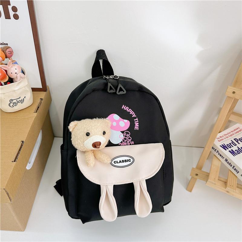 Cute Bear Pattern Kids Backpack For Preschool Durable Nylon With Padded Straps
